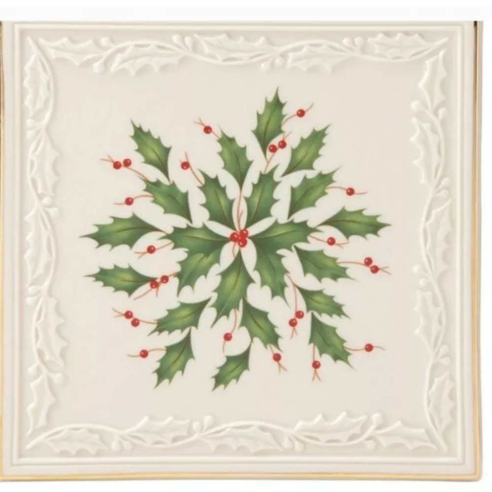 Lenox Christmas Holly trivet, NEW - Picture 2 of 7